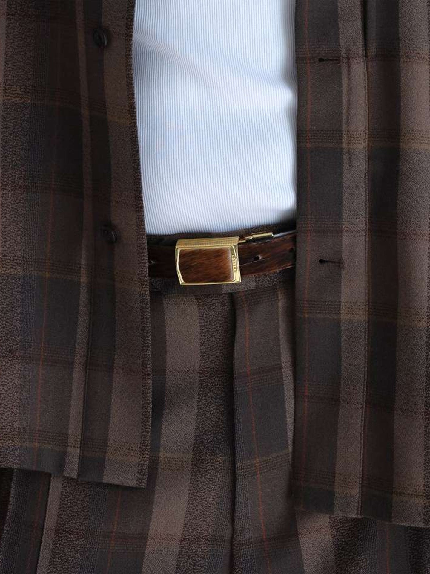 REVERSIBLE PONY HAIR CALFSKIN BELT
