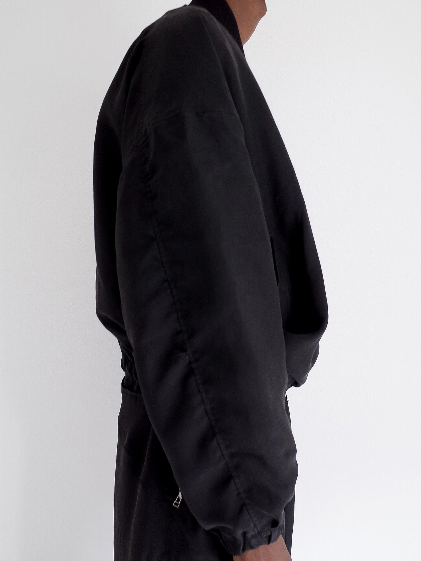DRAPED MA1 BLOUSON, BLACK