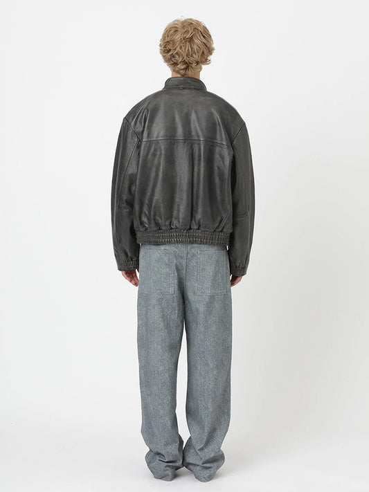 CONAN LEATHER JACKET, Grey