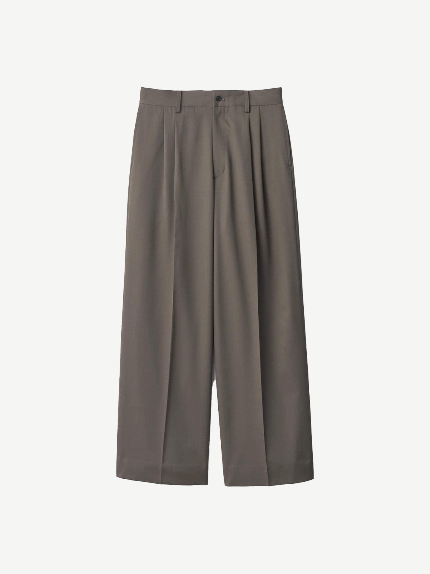 LONG WIDE TROUSERS, Khaki Beige