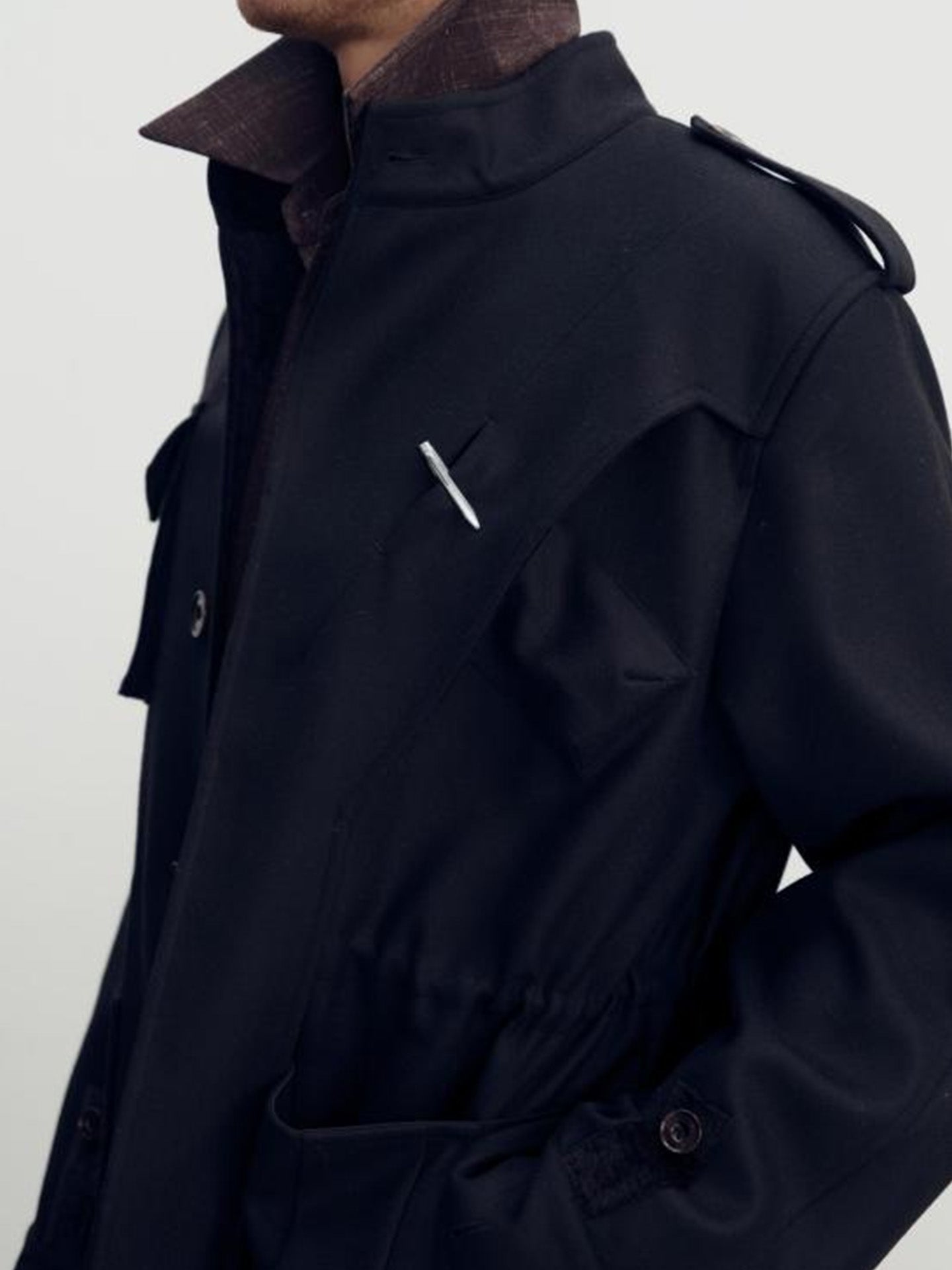 DECONSTRUCTED PARKA COAT, BLACK