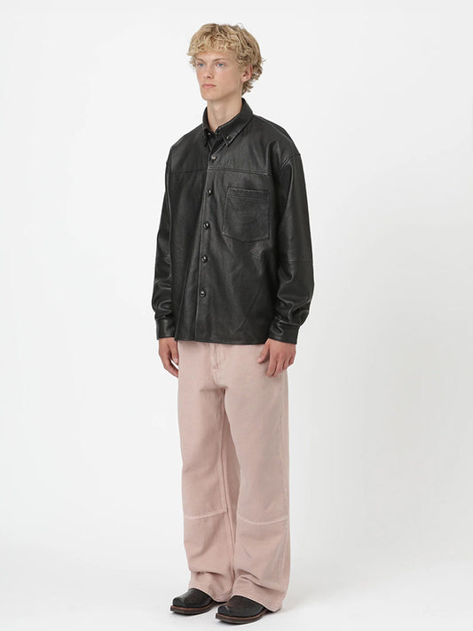 ZAYNE LEATHER SHIRT, Black