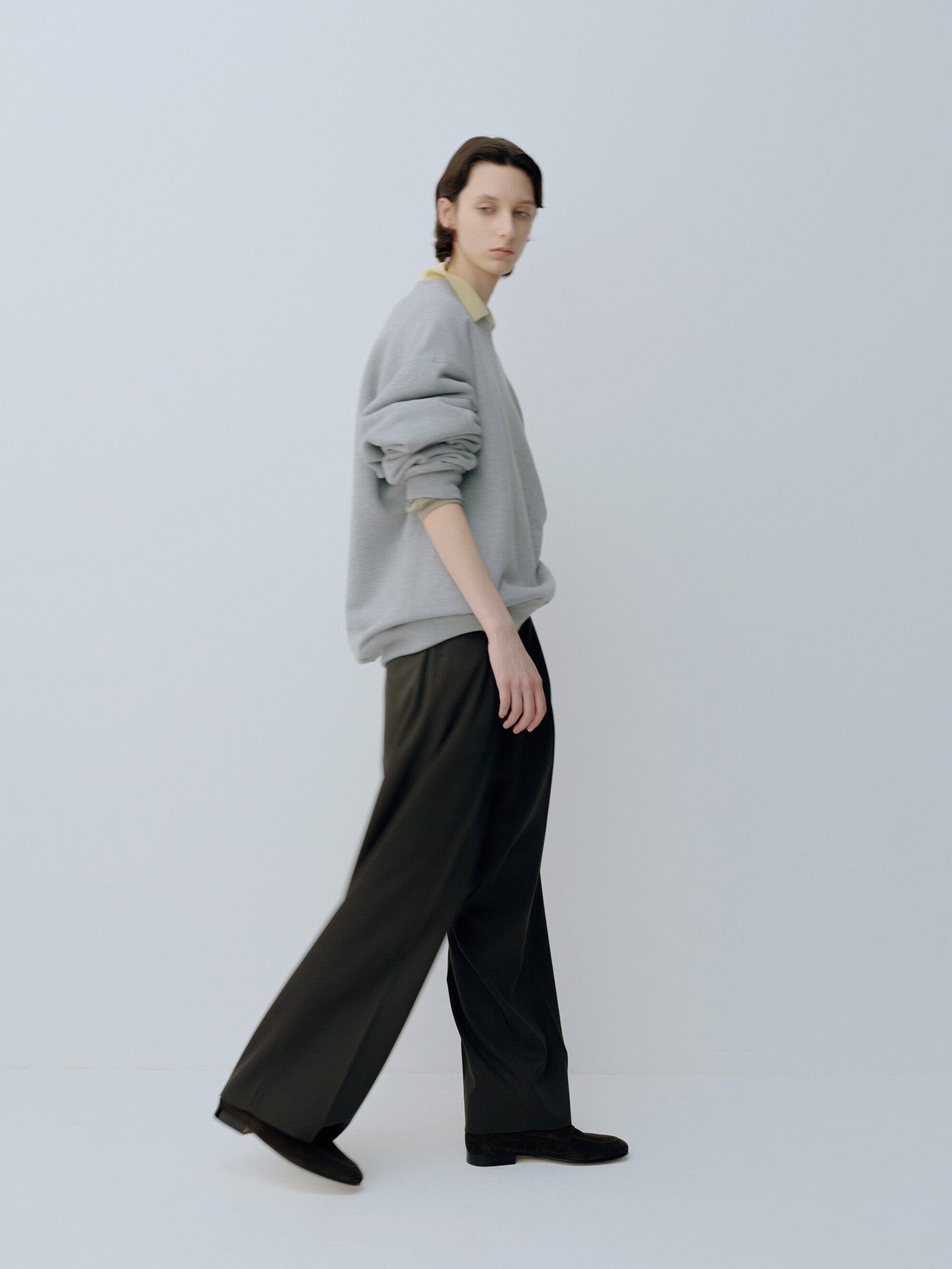 LONG WIDE TROUSERS, Black