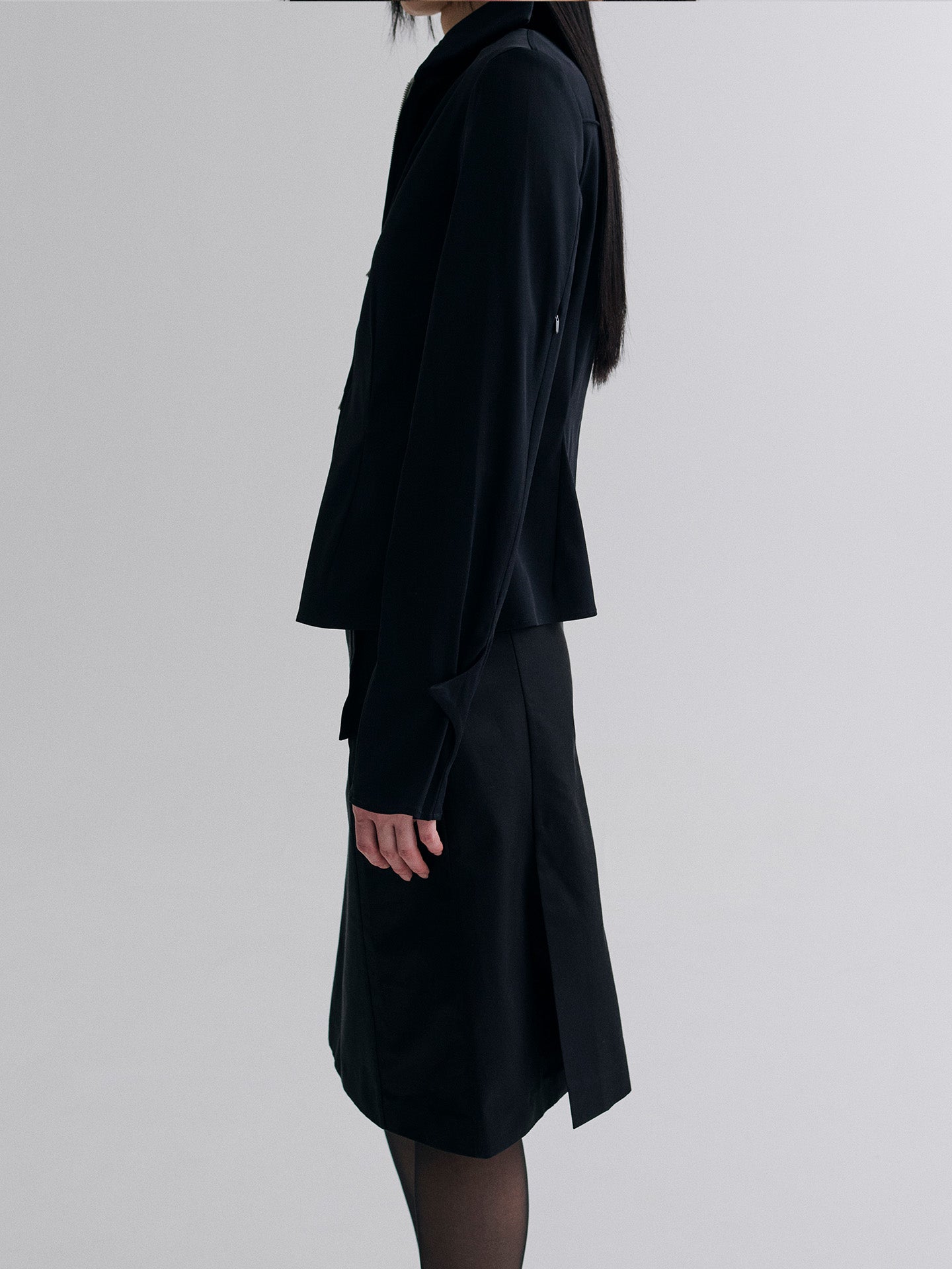 STRUCTURED SPREAD COLLAR SHIRT, BLACK