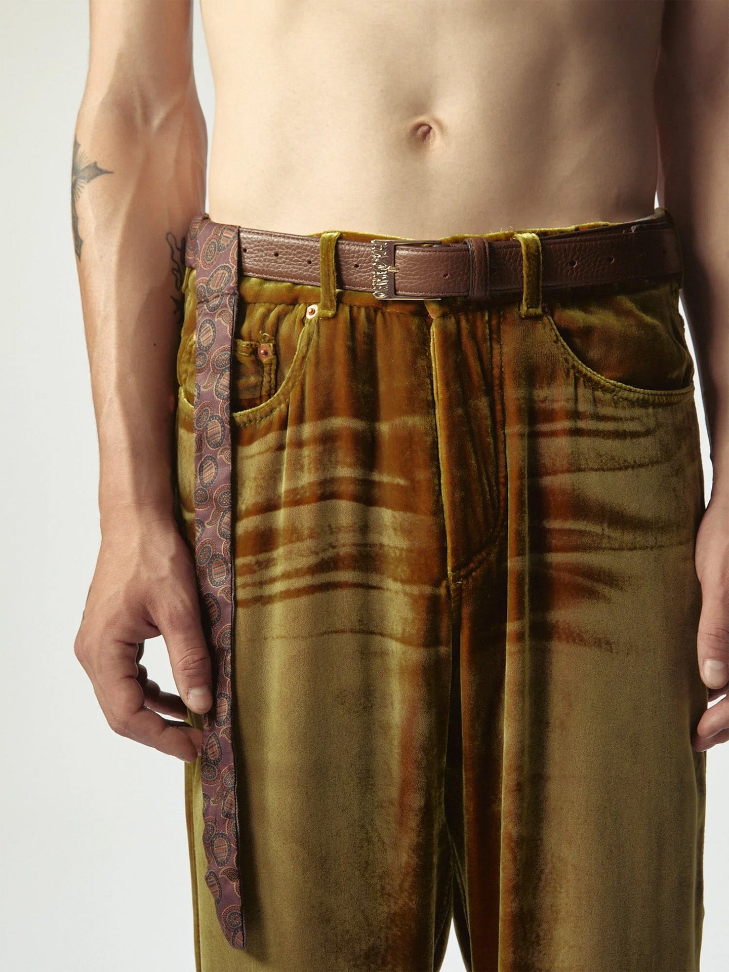 FOULARD BELT, Brown