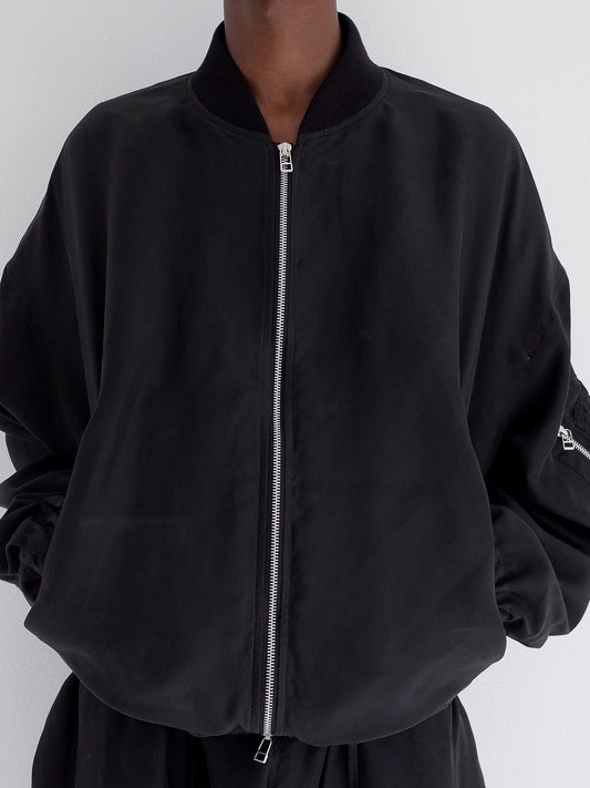 DRAPED MA1 BLOUSON, BLACK