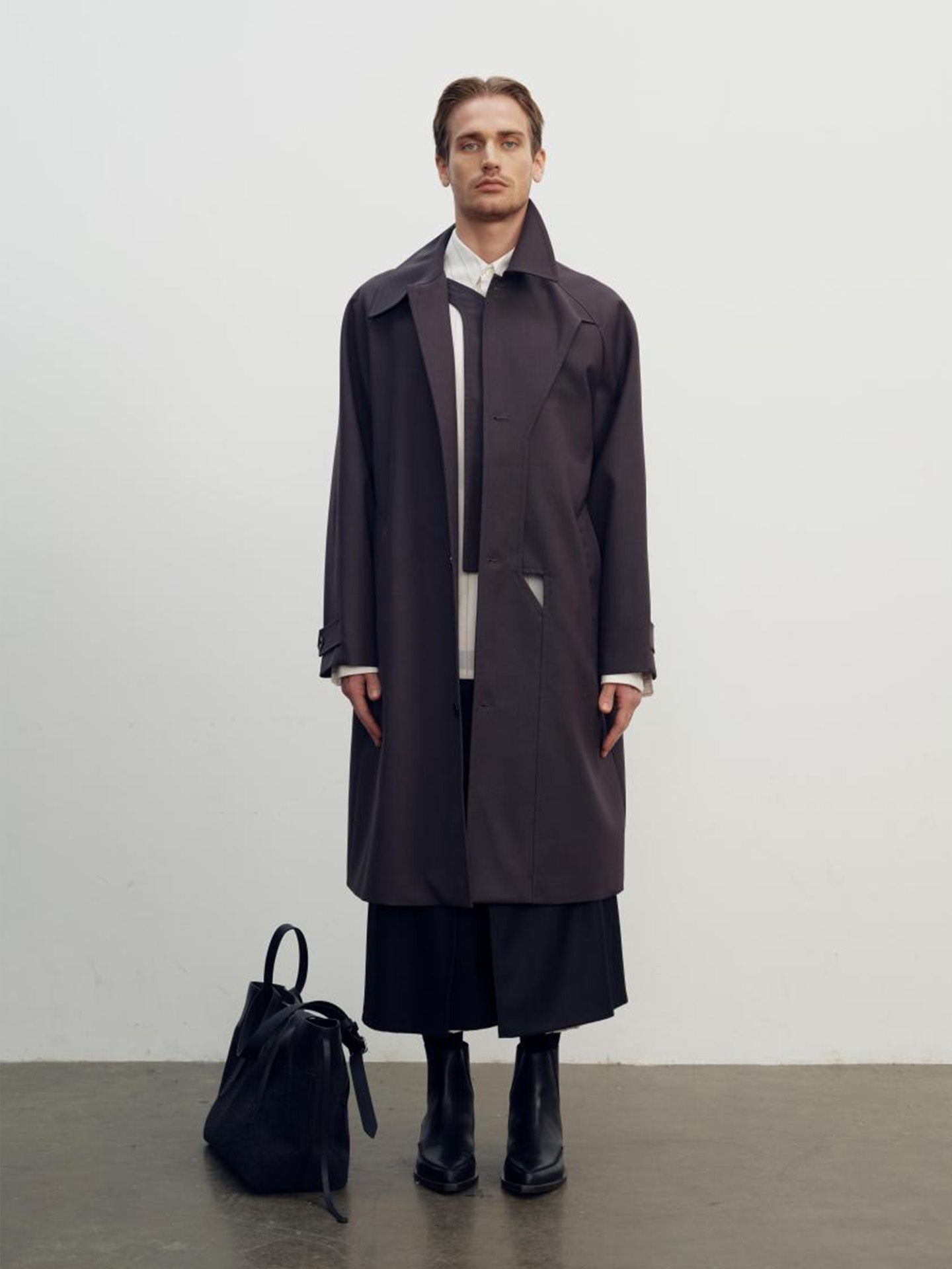 VEST LAYERED COAT, SOLID GREY