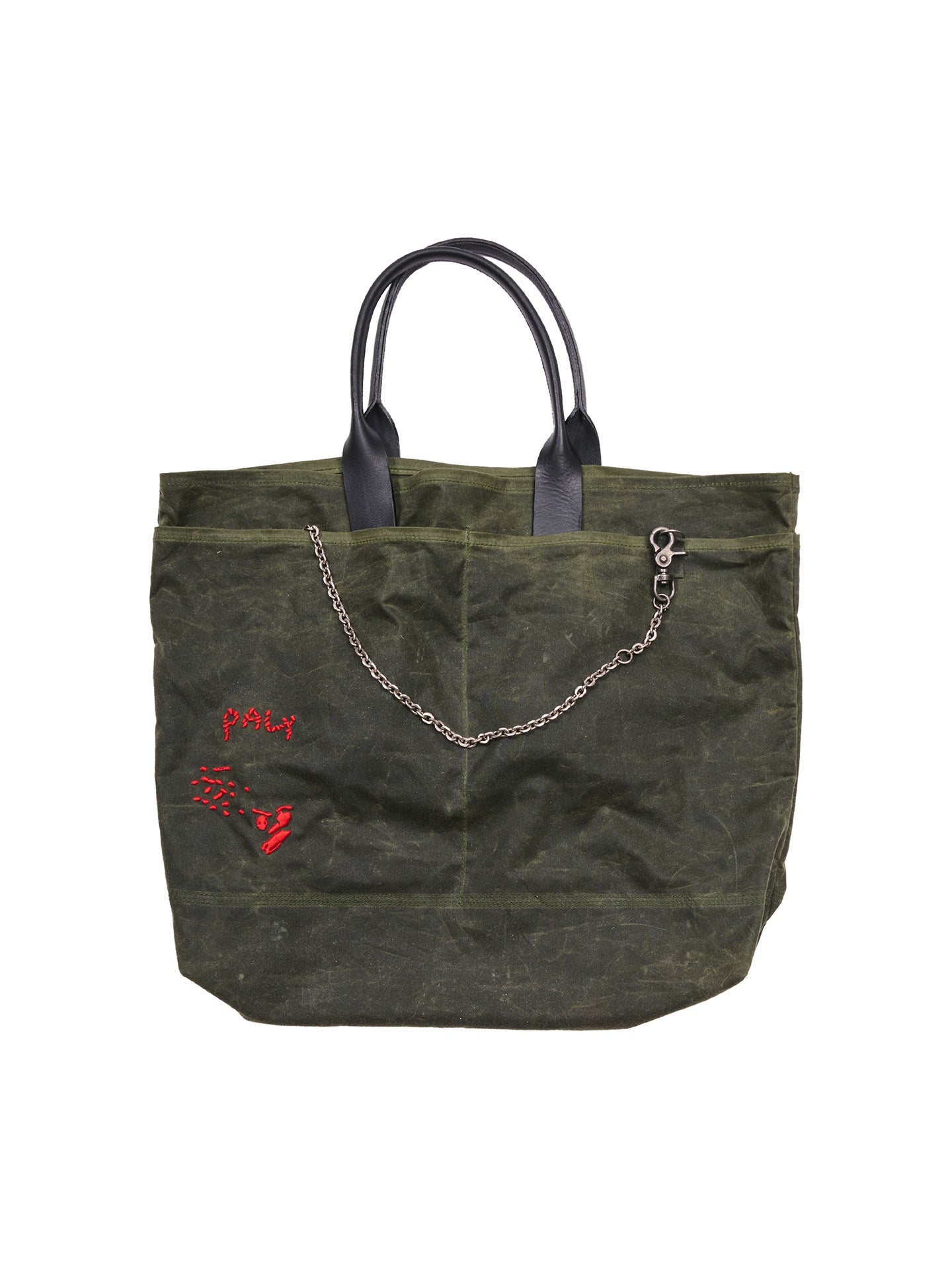 U BROKE ME WAXED CANVAS TOTE BAG, Green