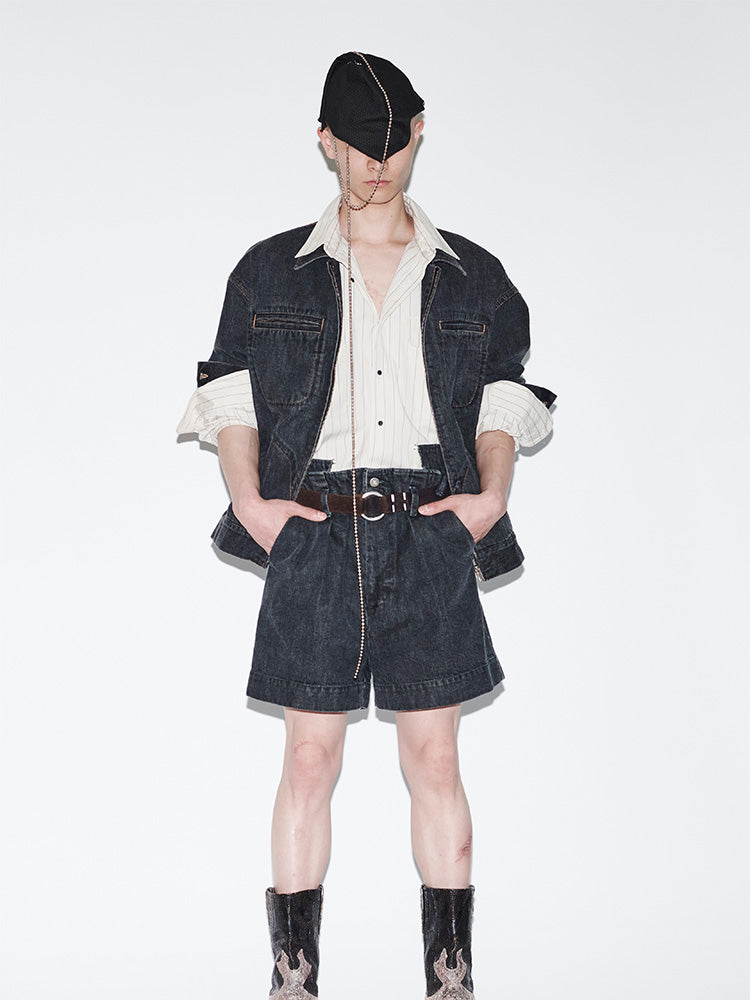 ZIP-UP TRUCKER JACKET, Dark