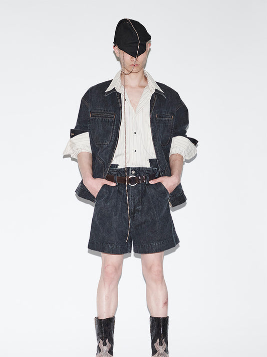 ZIP-UP TRUCKER JACKET, Dark
