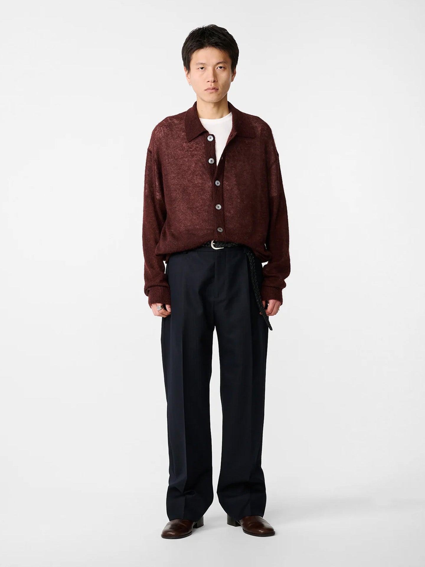 POLO COLLAR CARDIGAN, MULBERRY