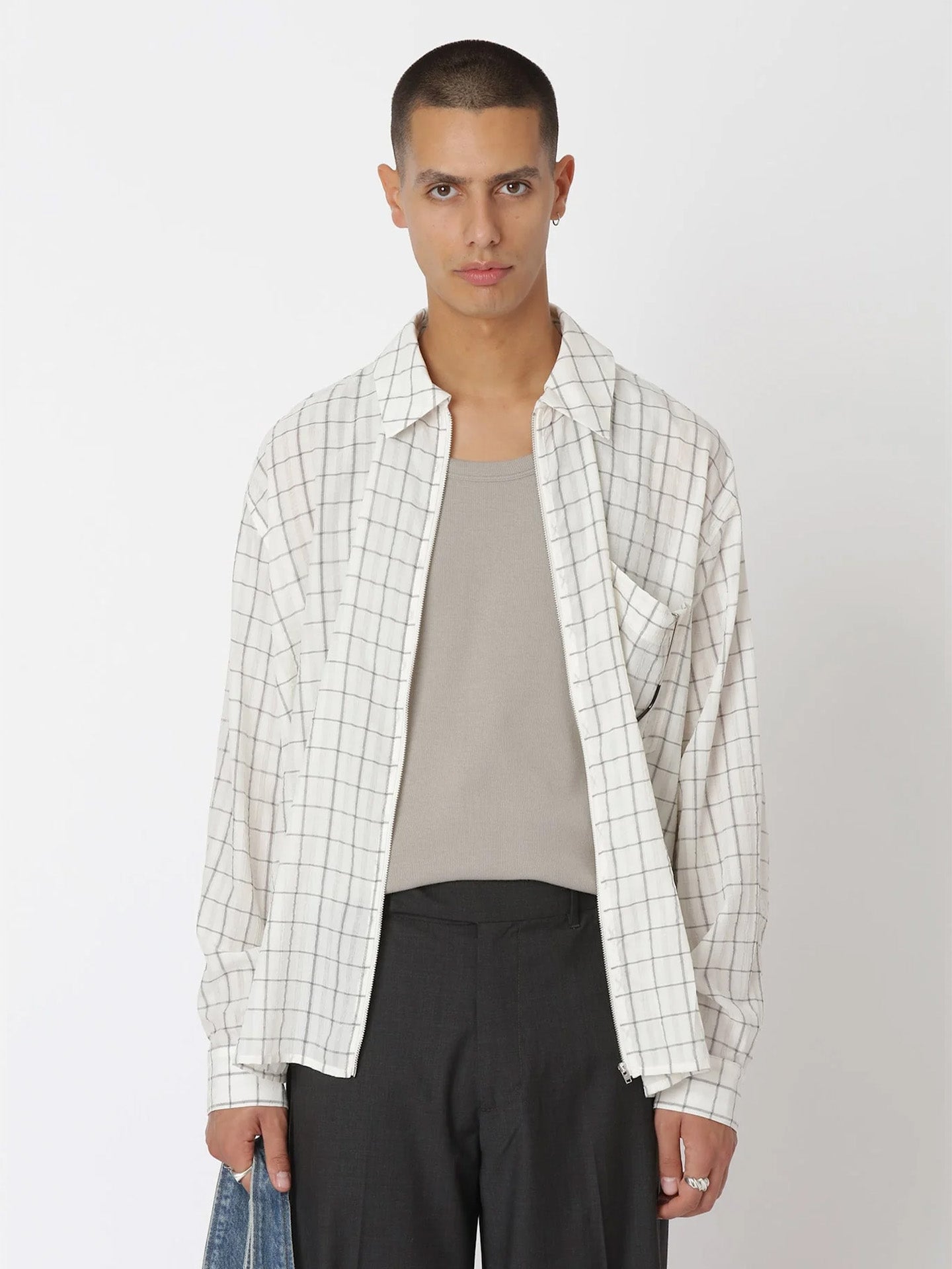 ZAYNE ZIP SHIRT, White