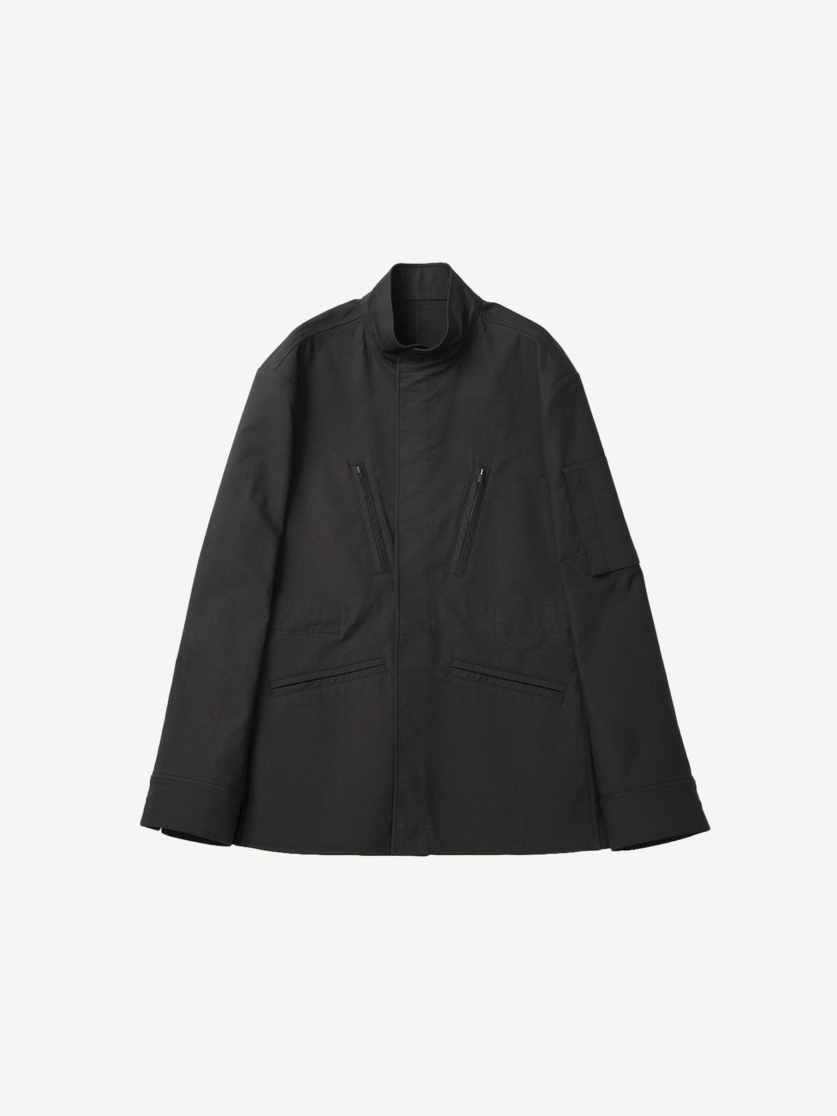 STRUCTURED DOUBLE WEAVE FIELD JACKET, WASHED BLACK