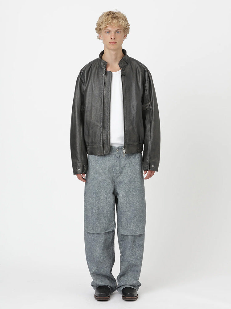 CONAN LEATHER JACKET, Grey