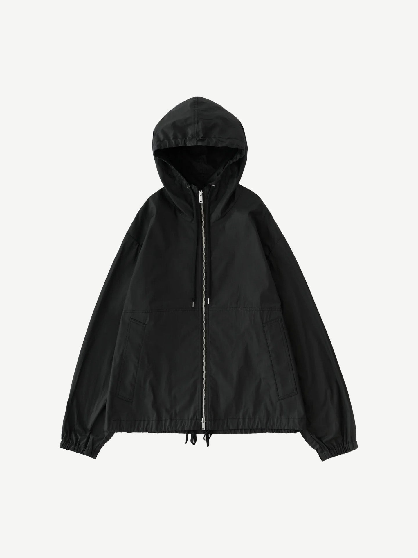 HOODED ZIP UP JACKET, BLACK