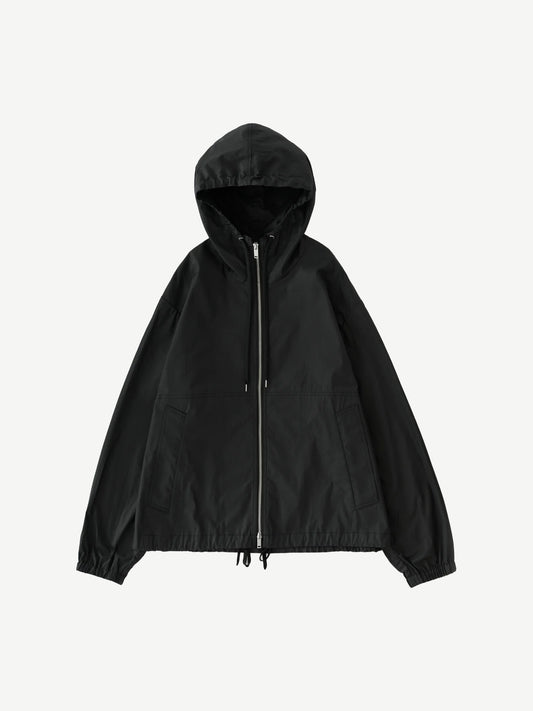 HOODED ZIP UP JACKET, BLACK