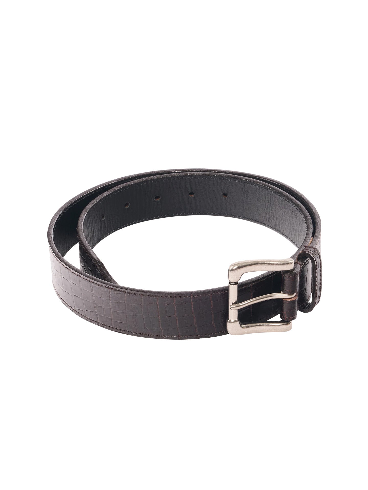 EMBOSSED CROCODILE BELT, Brown