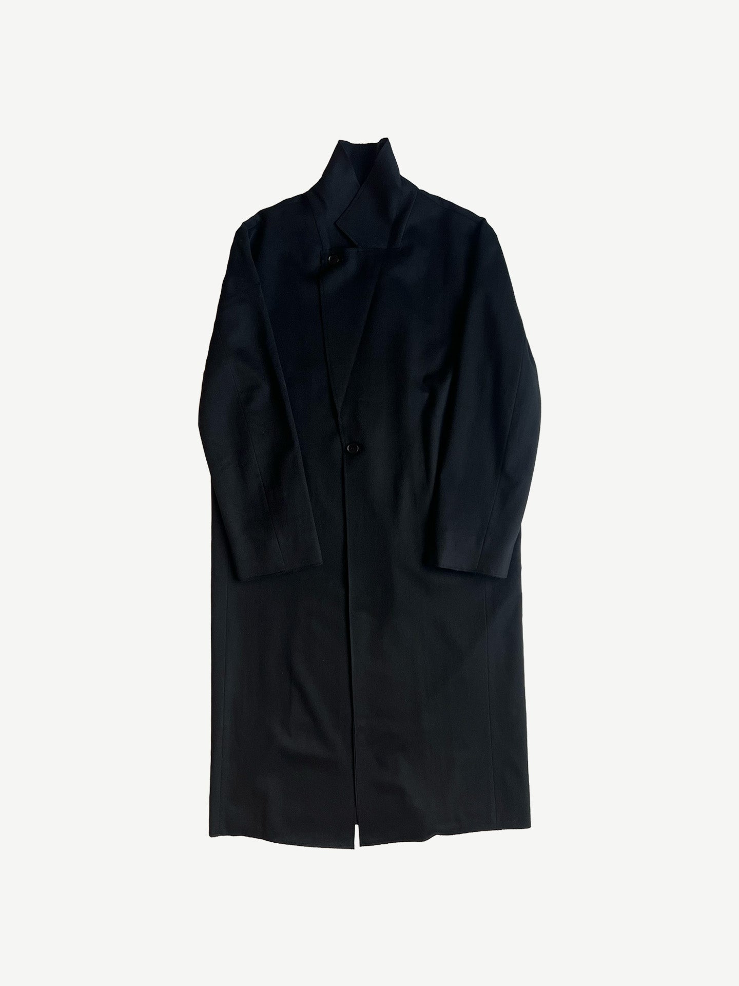 NO.175 HEAVY WOOL TWO BUTTON COAT, BLACK