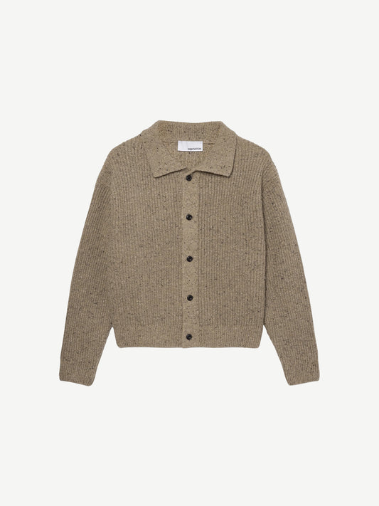 WIRAL CARDIGAN, SPECKLED BEIGE