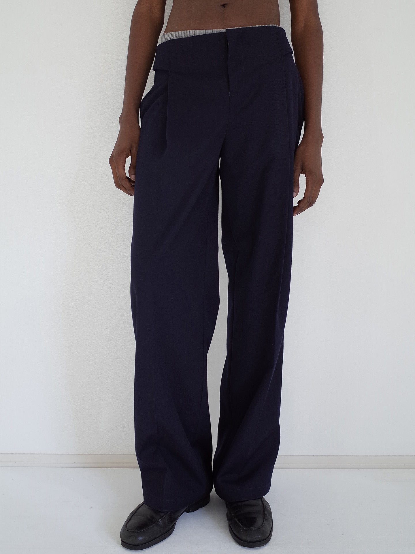 LOOSE DRESS TROUSERS, NAVY