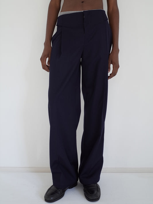 LOOSE DRESS TROUSERS, NAVY