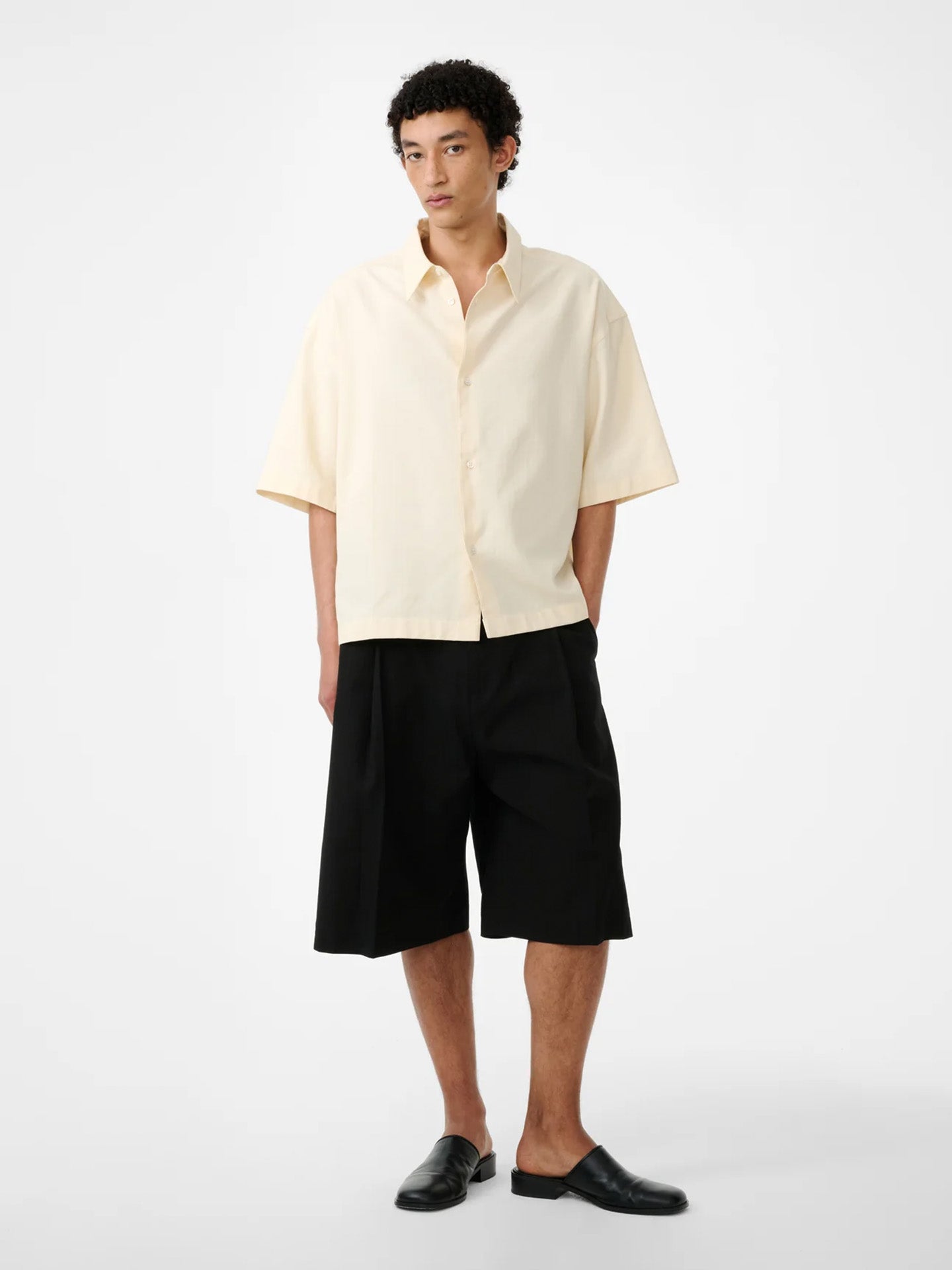 SHORT SLEEVE BOXY SHIRT, ANTIQUE WHITE