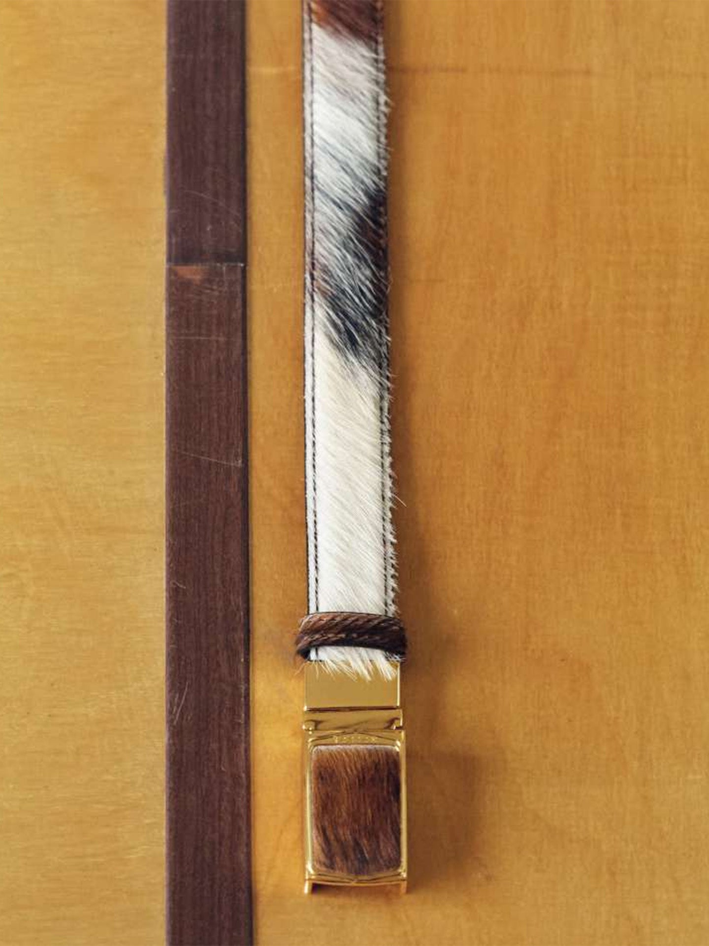 REVERSIBLE PONY HAIR CALFSKIN BELT