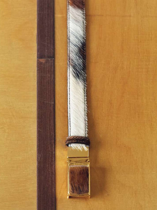 REVERSIBLE PONY HAIR CALFSKIN BELT