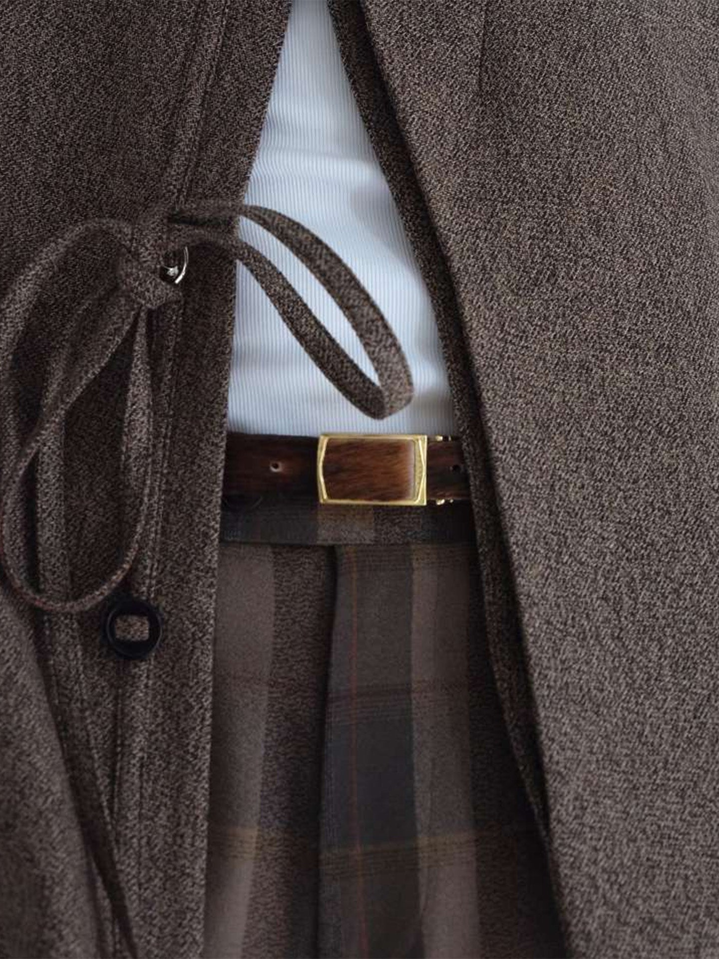 REVERSIBLE PONY HAIR CALFSKIN BELT