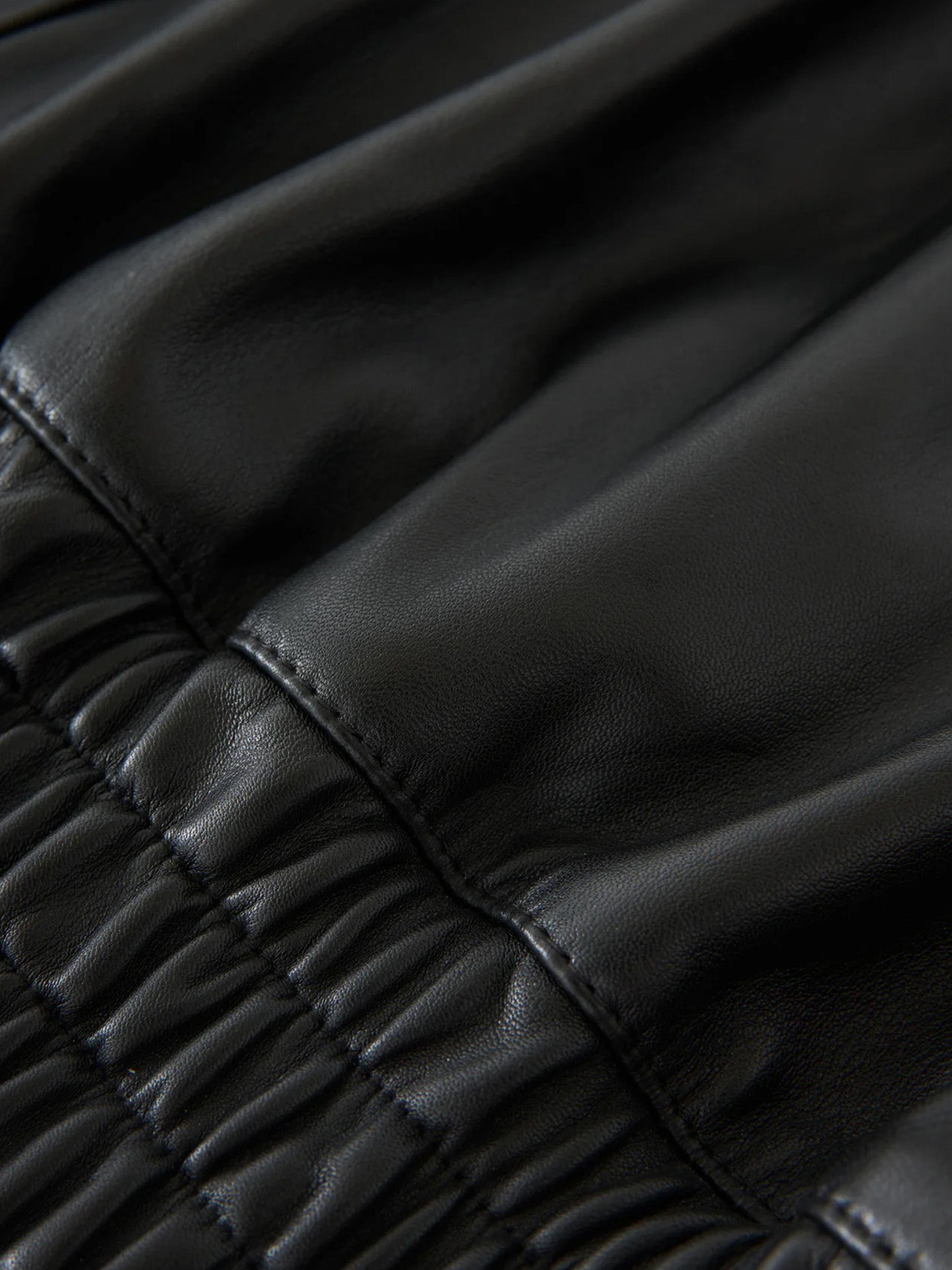 LEATHER BOMBER, BLACK