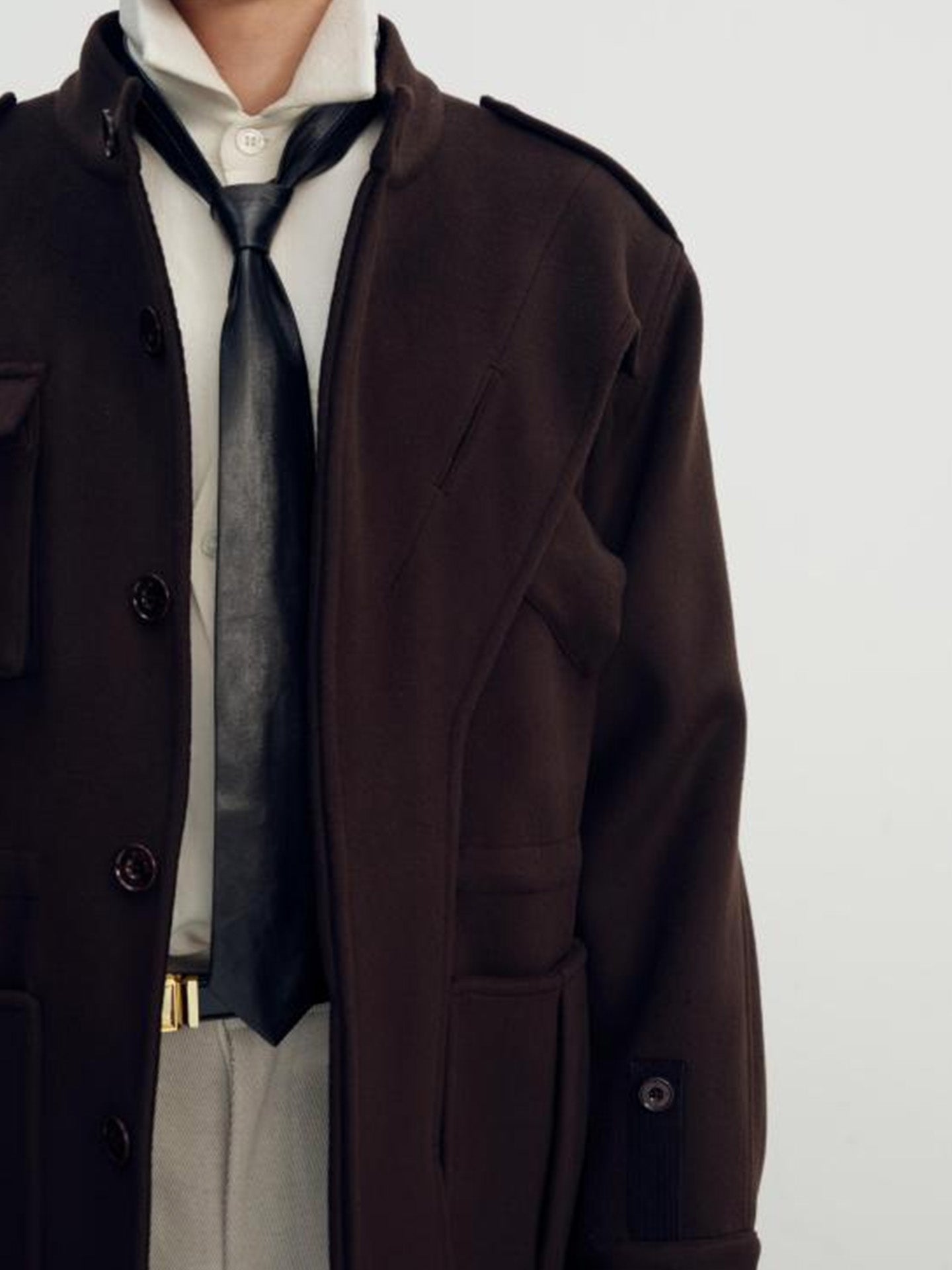 DECONSTRUCTED PARKA COAT, FINE BROWN