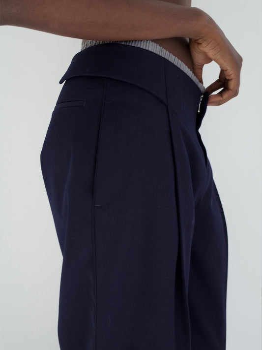 LOOSE DRESS TROUSERS, NAVY