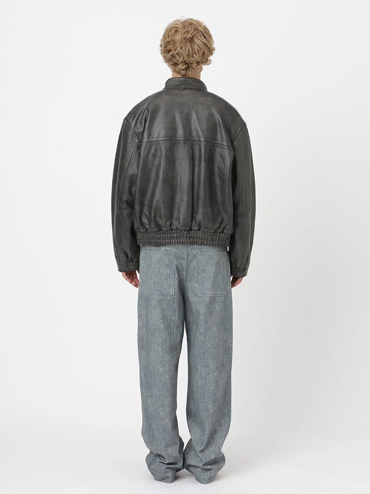 CONAN LEATHER JACKET, Grey