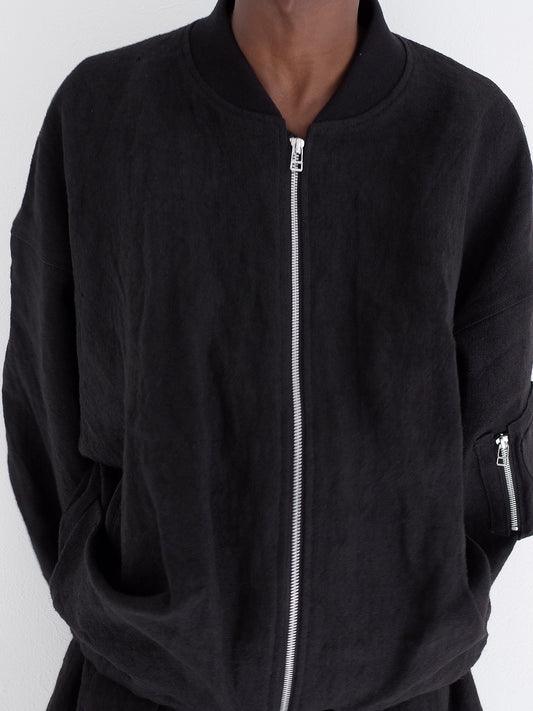 DRAPED MA1 BLOUSON, BLACK