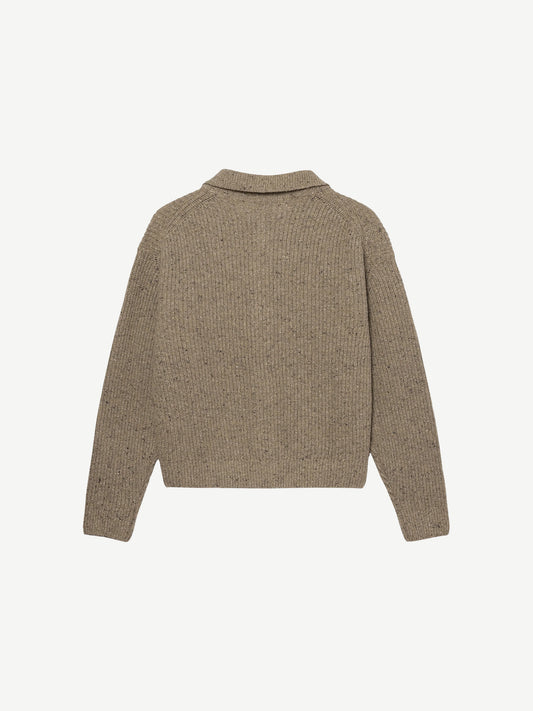 WIRAL CARDIGAN, SPECKLED BEIGE