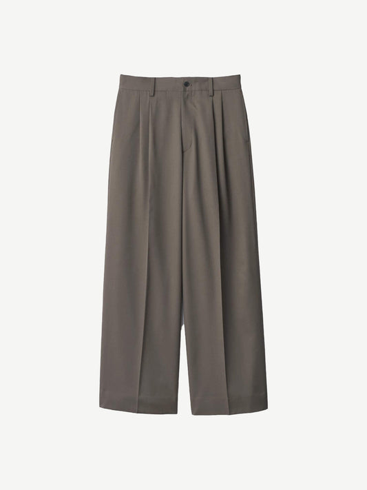 LONG WIDE TROUSERS, Khaki Beige