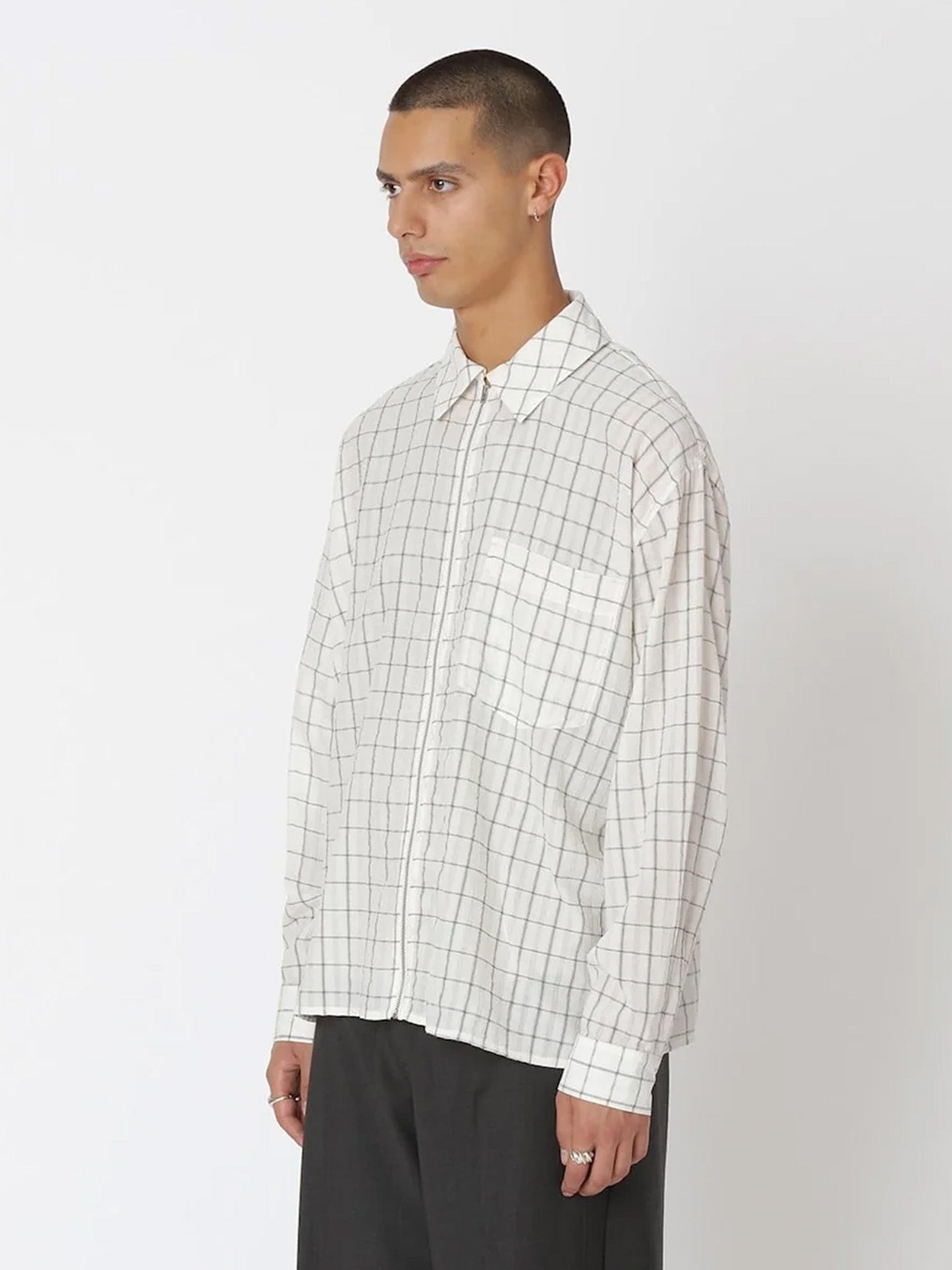 ZAYNE ZIP SHIRT, White