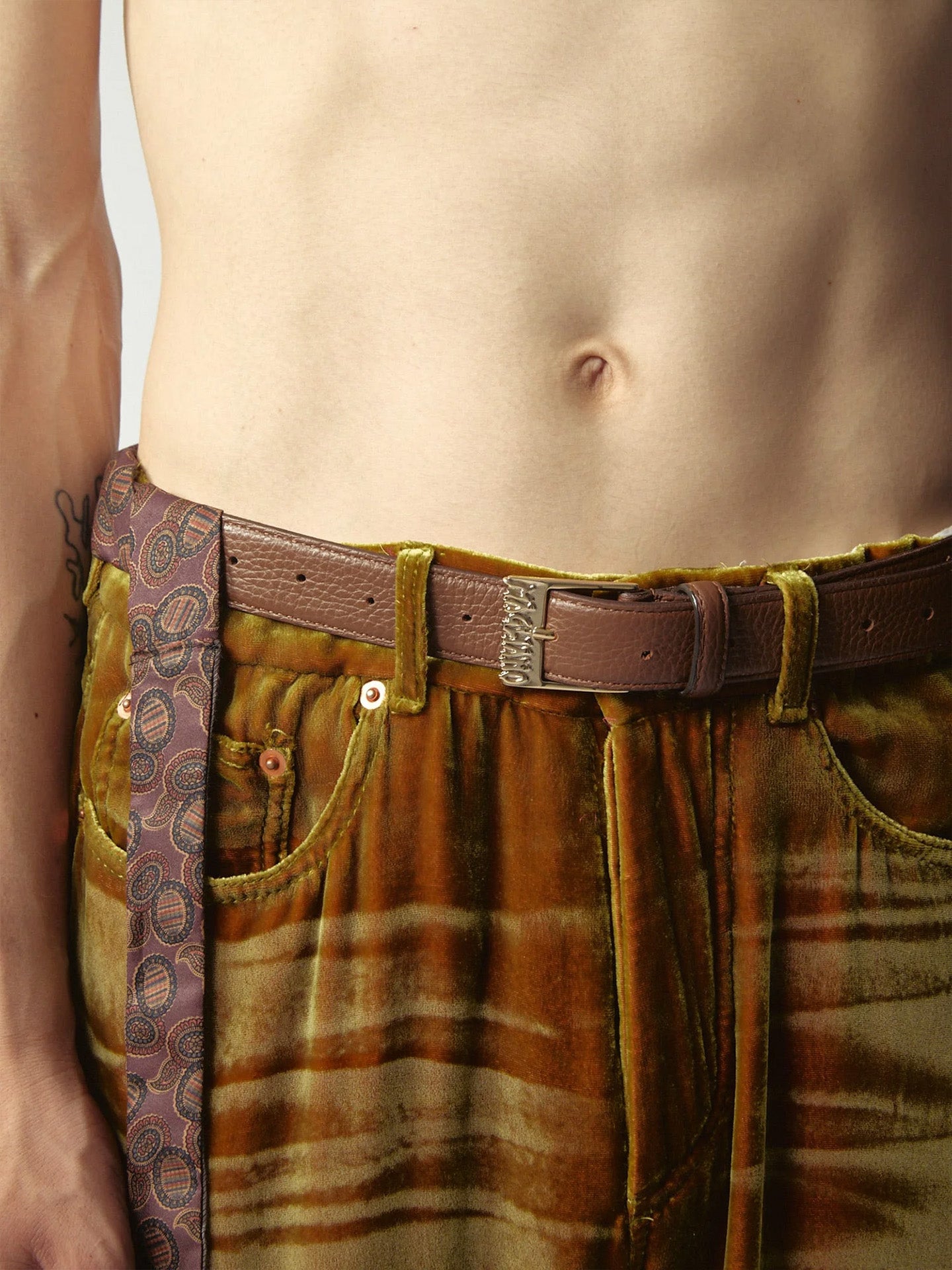 FOULARD BELT, Brown