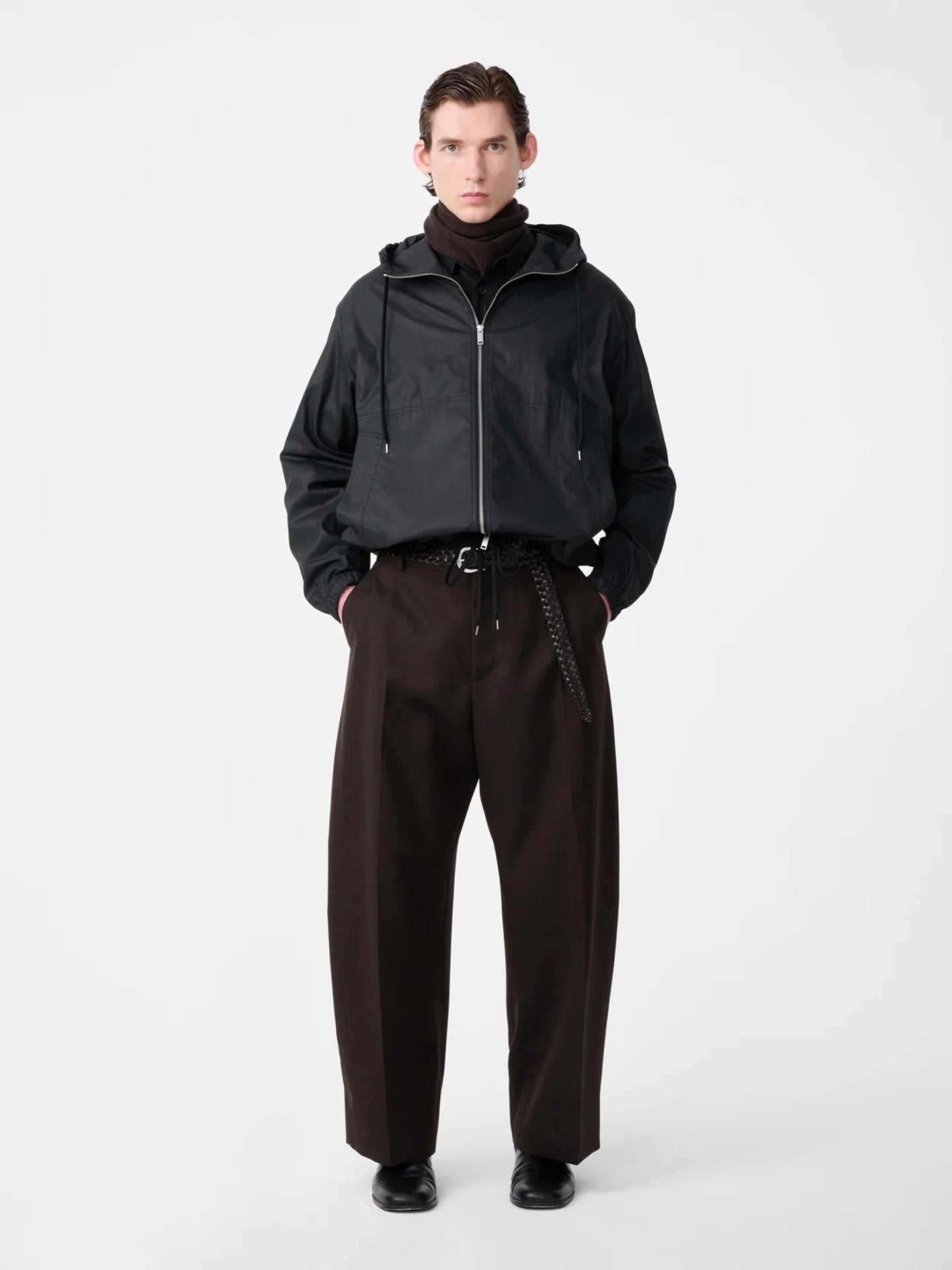 HOODED ZIP UP JACKET, BLACK
