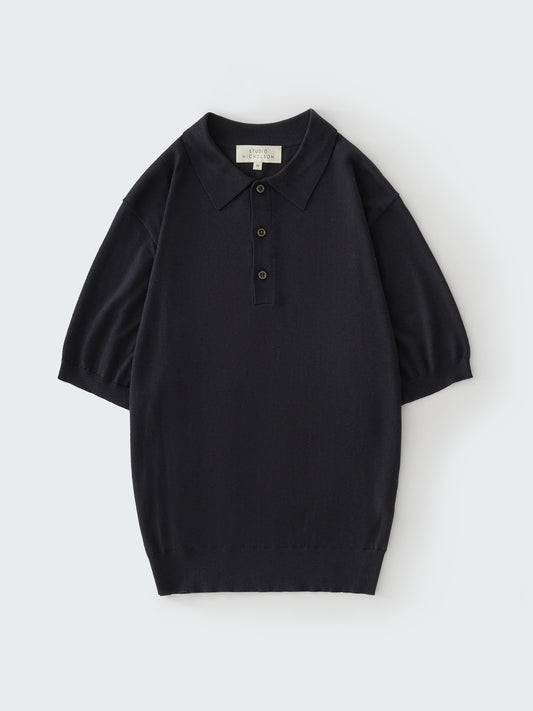 KNITTED POLO, DARK NAVY