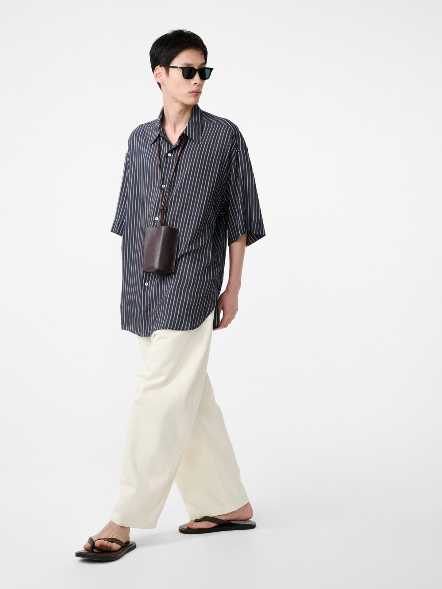 OVERSIZED SHORT SLEEVE SHIRT, LYOCELL SILK STRIPE