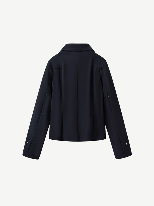 STRUCTURED SPREAD COLLAR SHIRT, BLACK