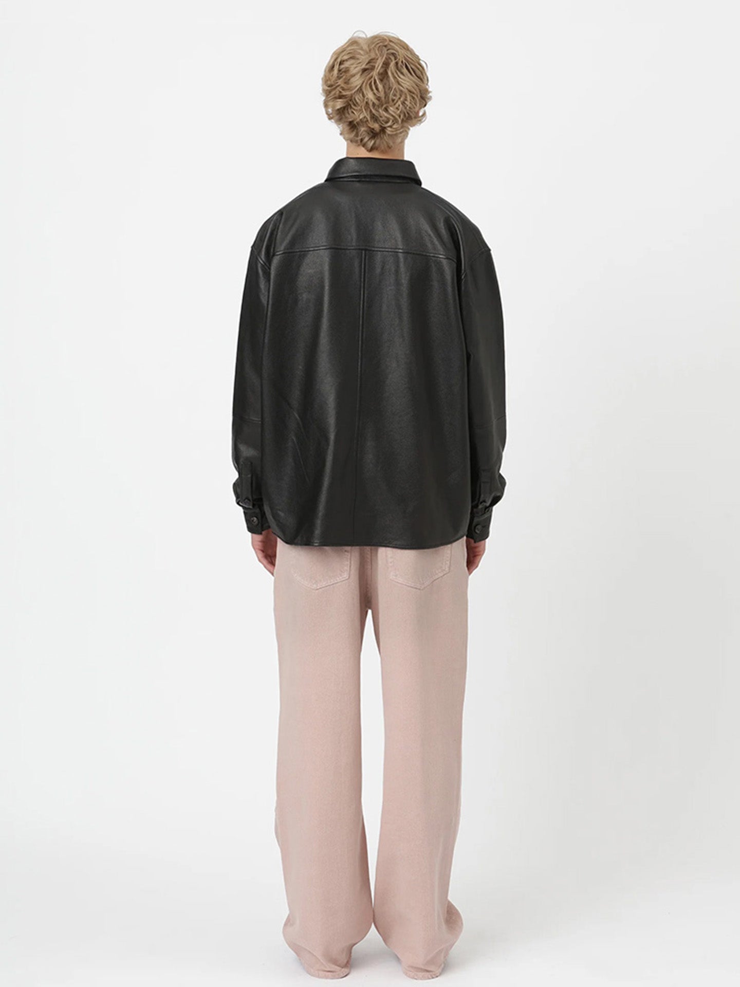 ZAYNE LEATHER SHIRT, Black