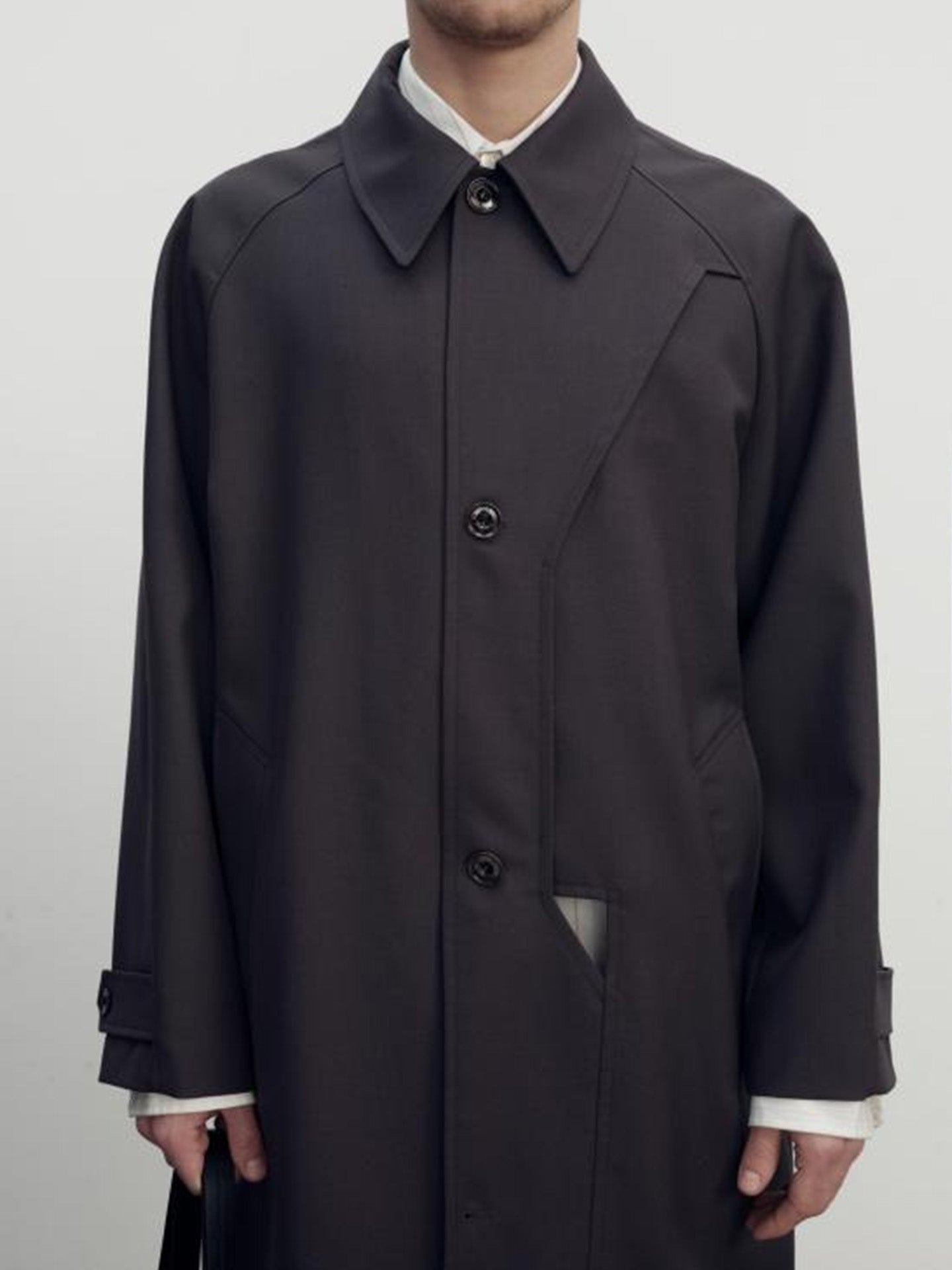 VEST LAYERED COAT, SOLID GREY