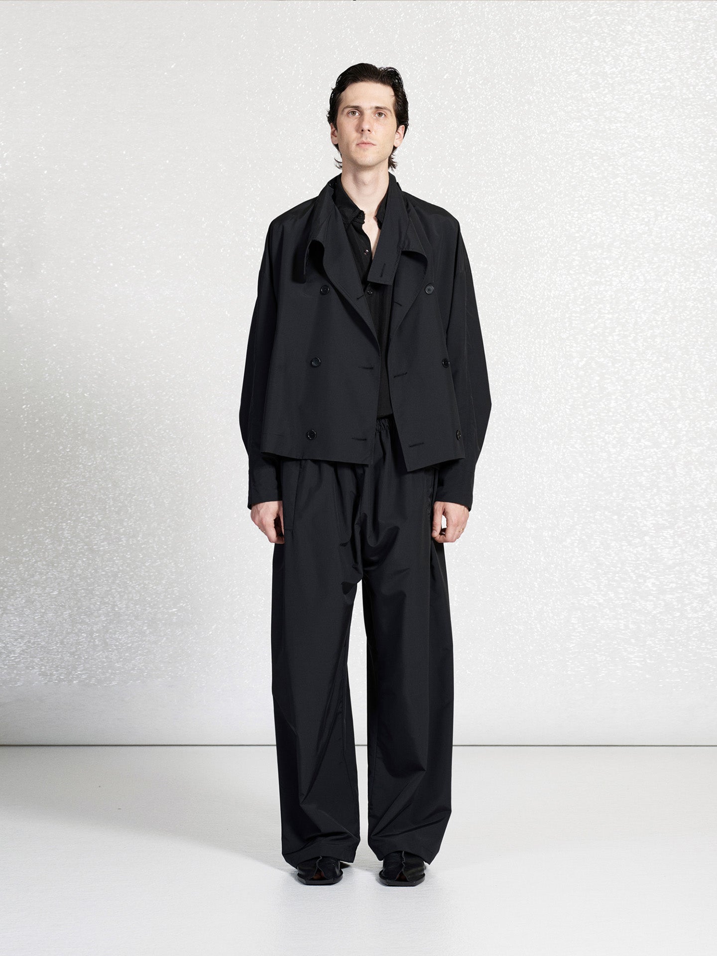 NO.286 RAINSYSTEM WOOL CROPPED JACKET, Black
