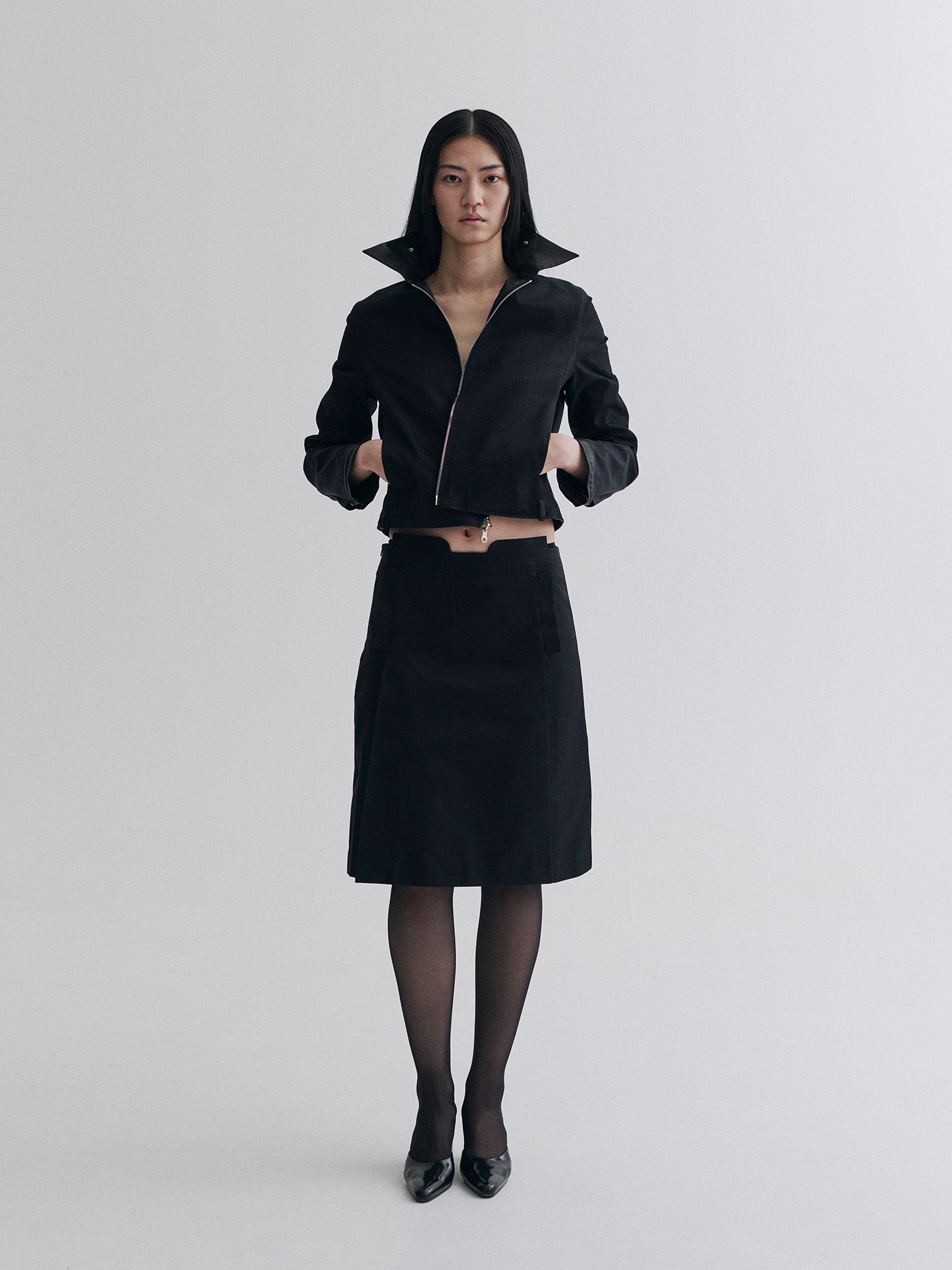 FILE SKIRT, BLACK