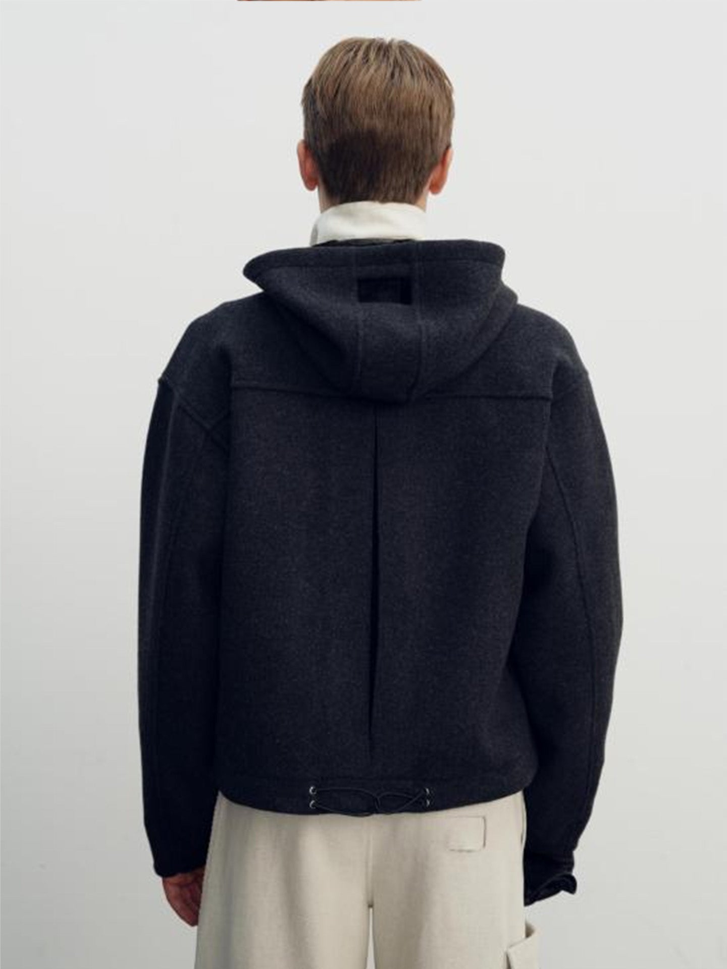 WOOLEN HOODED HUNTING JACKET, DARK GREY