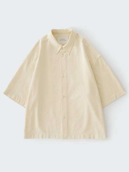 SHORT SLEEVE BOXY SHIRT, ANTIQUE WHITE