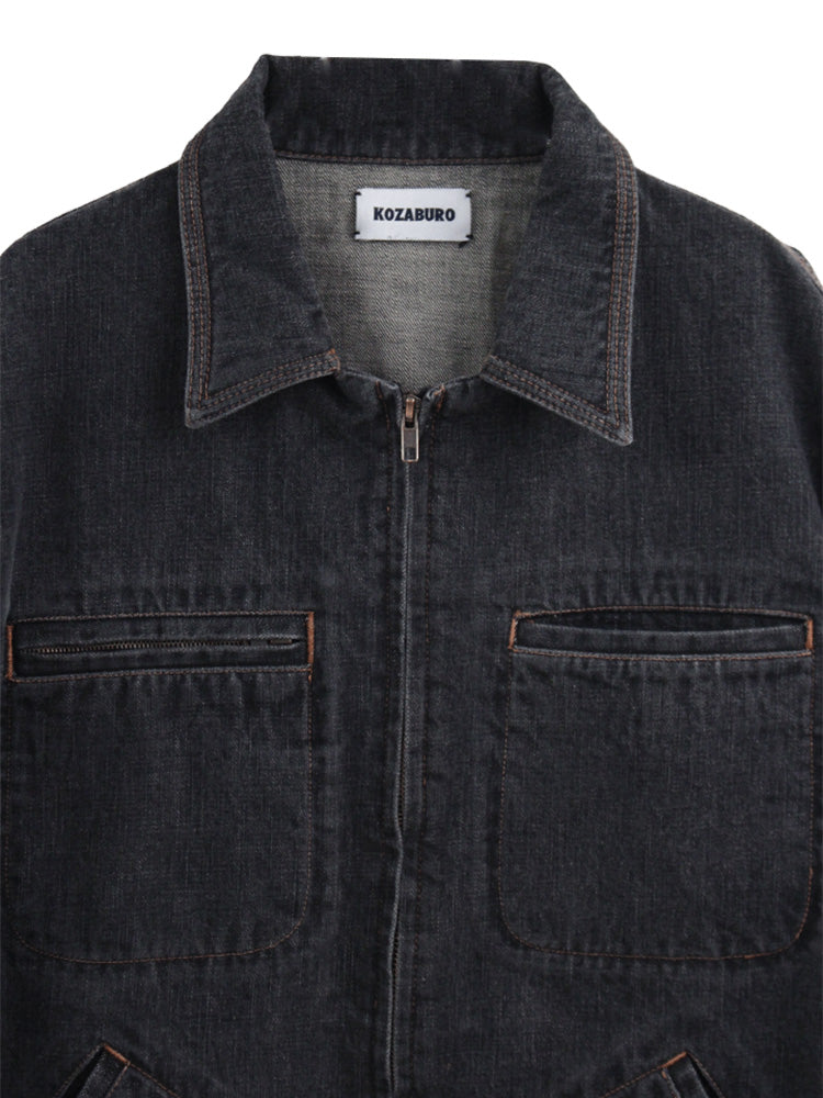 ZIP-UP TRUCKER JACKET, Dark