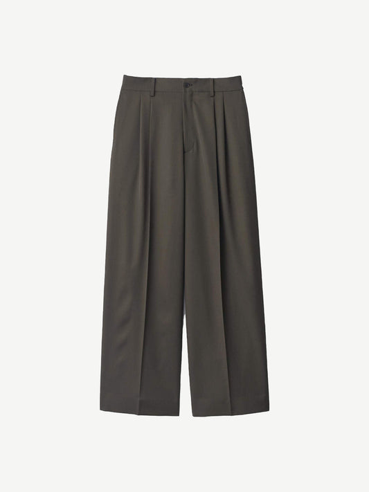 LONG WIDE TROUSERS, Grey Khaki